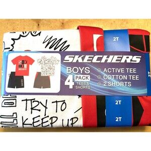 NEW Skechers size 2T Boys 4 pack Active Tee Cotton Tee 2 Shorts